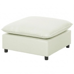 HOMCOM Pouf moderne en tissu, ottomane avec pieds en plastique pour salon et chambre, 75 cm, blanc crème