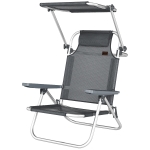 Outsunny Transat pliant lit de jardin avec coussin toit réglable dossier réglable 6 positions 62 x 68 x 79 cm gris foncé