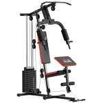 HOMCOM Power Tower Station Fitness Poids 65kg, 135x103x210cm, Noir Rouge