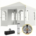 Outsunny Tonnelle pliante 3x3 m Pop-up avec UPF50+ 4 parois amovibles Hauteur réglable et sac de transport Blanc