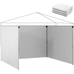 Outsunny 3 Panouri Laterale pentru Pavilioane 3x3 m 300x200 cm Panouri Laterale de Schimb din Pânză Oxford cu Fermoar Alb