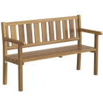 Outsunny Banc de jardin 2 places en bois de sapin à lattes, 150x57x93 cm, Couleur Teck