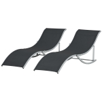 Outsunny Set de 2 Transats de Jardin Pliants en Aluminium et Textilène, 61x165x63 cm, Noir