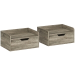 HOMCOM Set de 2 noptiere de perete, noptiere cu sertar și poliță cu margini înălțate, 40x30x19,5cm, gri