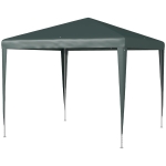 Outsunny Gazebo de Jardin 2.7x2.7 m avec piquets et cordes, ossature en acier et revêtement en PE, Vert foncé