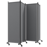 Outsunny Paravent d'extérieur et d'intérieur à 4 panneaux pliable avec roulettes, 221x50x172cm, Gris foncé