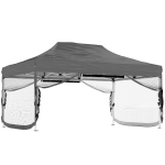 Outsunny 3 x 4.5 m Pop Up Gazebo with Mesh Nettings, UPF50+ Heavy Duty Outdoor Garden Party Tent Marquee, Dark Grey