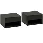 HOMCOM Set di 2 Comodini da Parete con Cassetto, Scomparto Aperto e Piano d'Appoggio, 37x32x21 cm, Nero