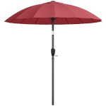 Outsunny 2 m Shanghai Garden Parasol Umbrella with 16 Fibreglass Ribs, Outdoor Parasol Sun Shade with Crank & Tilt, Wine Red