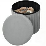 HOMCOM Pouf de Rangement Banc de Rangement Pliable 35 L 38x38x38 cm Revêtement en Velours Coffre de Rangement Gris foncé