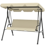 Outsunny Balancelle de jardin extérieure 3 places avec toit réglable et armature en acier 172x118x153 cm Beige
