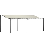 Outsunny Pergola adossée 3x6 m avec toit incliné Orifices de drainage et structure métallique Blanc crème