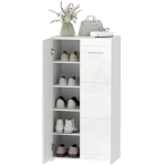 HOMCOM Armoire à chaussures laquée, rangement pour chaussures avec étagères réglables pour couloir, hall, capacité pour 10 paires, blanc