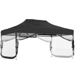 Outsunny 3 x 4.5 m Pop Up Gazebo with Mesh Nettings, UPF50+ Heavy Duty Outdoor Garden Party Tent Marquee, Black