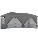 Outsunny 3 x 6 m Pop Up Canopy with UV50+ Protection Garden Gazebo with 6 Sidewalls, Dark Grey