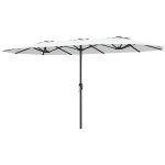 Outsunny Parasol double de jardin 4,6x2,6 m avec manivelle manuelle Protection UV50+ Housse résistante à l'eau Blanc