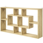 HOMCOM Étagère murale décorative bibliothèque pour livres, CDs avec 8 cubes 85x14,5x47,5 cm chêne