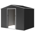 Outsunny Abri de Jardin 2.3x1.7 m en Acier avec Aérations et Double Porte Coulissante, Gris Foncé
