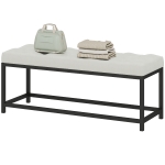 HOMCOM Banc de bout de lit tapissé en velours Design capitonné Base en métal pour chambre Entrée Salon Crème