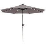 Outsunny Parasol de jardin inclinable Ø265 cm avec 32 LED solaires et manivelle, gris
