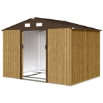 Outsunny Abri de jardin extérieur 4,9 m² 277x195x192 cm avec porte coulissante ventilation et kit de fondation marron