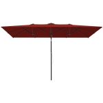 Outsunny Grand parasol, réglable en hauteur, inclinable, 150x295x170-214 cm, Bordeaux