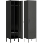HOMCOM Casier métallique avec porte verrouillable et tringle, casier en acier individuel pour la maison ou le bureau, Noir