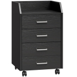 Vinsetto Rollcontainer Büro auf Rollen 4 leichtgängige Schubladen aus Holz 40 x 36 x 65 cm schwarz
