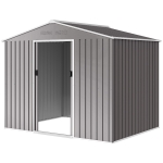Outsunny Abri de jardin 2,3x1,7 m en acier avec prises d'air et double porte coulissante, effet bois