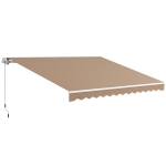 Outsunny Store banne pour extérieur enroulable à bras avec ouverture à manivelle, 350x250 cm, Marron