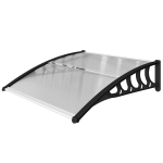 Outsunny Auvent pour Portes et Fenêtres 103x96,5 cm avec Panneaux en Polycarbonate Barrette en Aluminium Transparent