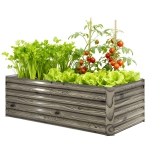 Outsunny Jardinière Extérieure Grande Rectangulaire en Acier Galvanisé pour Terrasse avec Fond Ouvert 180x90x57,5 cm Naturel