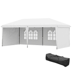 Outsunny Tonnelle pliante 6x3 m pop-up avec 4 parois latérales amovibles tonnelle de jardin avec 2 fenêtres et housse de transport blanc