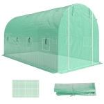 Outsunny Film pour serre 4 x 2 m, bâche de jardin étanche avec porte, 8 fenêtres, protection UV, résistant polyéthylène vert