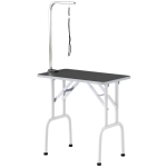 PawHut Table de toilettage pour chien Table de toilettage avec laisse pliable pieds en acier plateau antidérapant 81x48,5x80 cm Noir