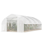 Outsunny Serre tunnel 6x3x2 m anti-UV avec porte enroulable zippée Parois latérales en filet Blanc