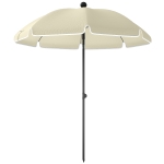 Outsunny Parasol de plage Ø150 cm déperlant pliable Parasol de plage avec ancre à sable inclinaison réglable housse de transport Beige