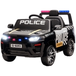 AIYAPLAY Voiture électrique pour enfants de police avec télécommande, double moteur, sirène, suspension 4 roues et phares Noir