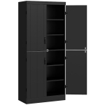HOMCOM Credenza alta da cucina con 4 ante e ripiani regolabili, 76x40x176,7 cm, Nero