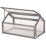 Outsunny Mini-Serra, Casa per Piante Compatta in Legno, Pannelli in Policarbonato, Apertura di Ventilazione, 90x52x49,5 cm, Grigio