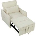 HOMCOM Fauteuil-lit 3 en 1 Fauteuil convertible avec fonction lit, coussin lombaire, pour salon Crème
