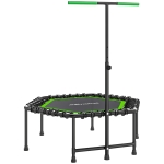 SPORTNOW Trampolino fitness con manico regolabile e telaio in acciaio, 114 cm, Verde e Nero