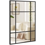 HOMCOM Miroir Rectangulaire de Mur Miroir Fenêtre 70x50 cm avec Cadre Métallique Miroir Décoratif pour Salon Chambre Noir