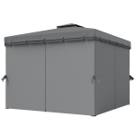 Outsunny Pavillon env. 3x3m Déperlant Stable Résistant à l'hiver Pavillon de jardin à double toit Moustiquaires à fermeture éclair