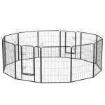 PawHut Parc pour chiots 12 pièces enclos pliable avec 2 portes 12 panneaux en acier 80x100 cm chacun Gris