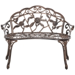 Outsunny Banquette de jardin 2 places en métal, banquette au style rétro, banc de parc à motif floral 100 x 54 x 78 cm, Bronze
