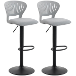 HOMCOM Lot de 2 tabourets de bar pivotants à 360°, réglables en hauteur 84-105 cm, dossier ajouré, repose-pieds, gris
