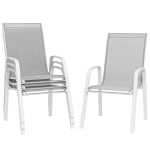 Outsunny Ensemble de 4 chaises d'extérieur empilables avec assise en textilène pour jardin terrasse 54x75,5x95 cm Gris claro
