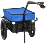 HOMCOM Remorque pour vélo 40 kg Couvercle en toile Oxford avec réflecteurs et châssis en acier 144x59x80 cm Bleu