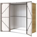 Outsunny Abri de jardin extérieur métallique 1,37 m² 163x89x163 cm avec toit incliné, portes à loquet et gants Marron